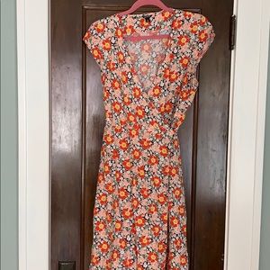 Floral midi wrap dress